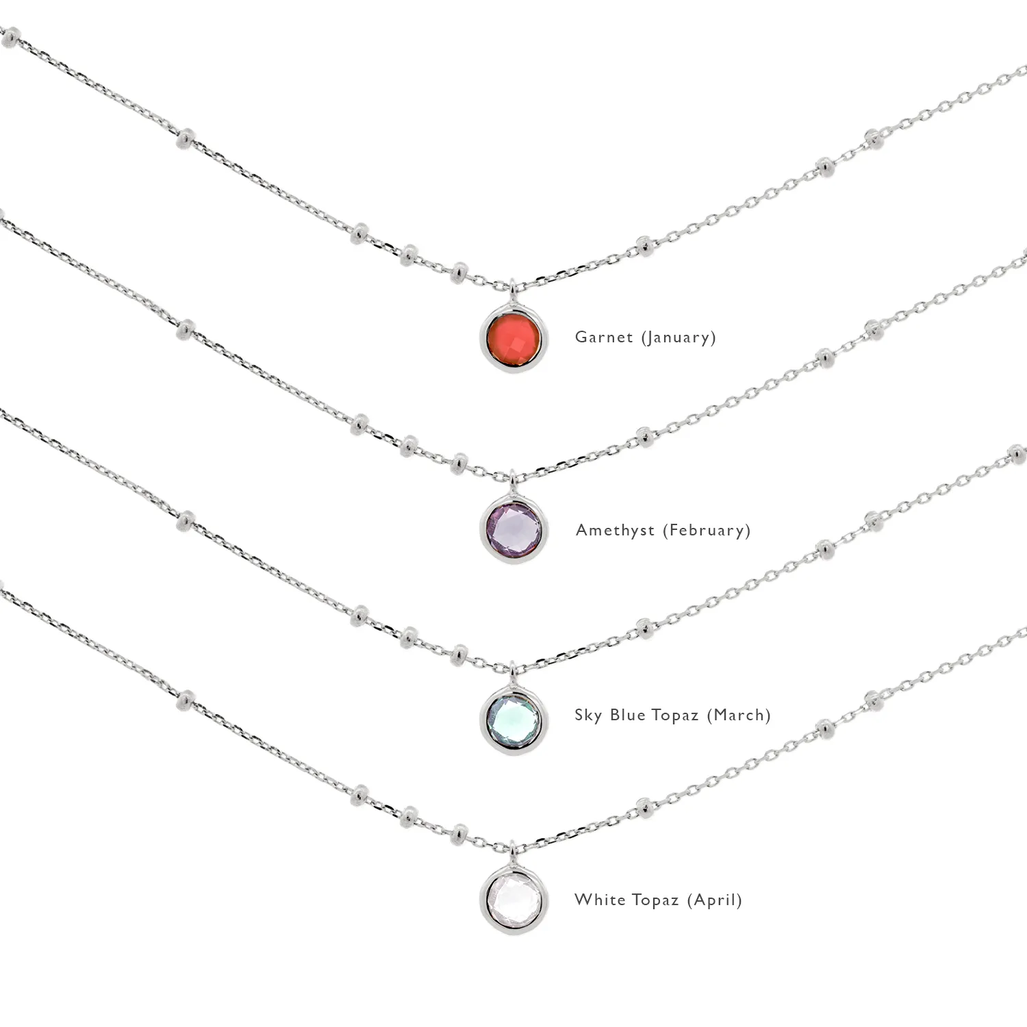 Silver Birthstone Necklace