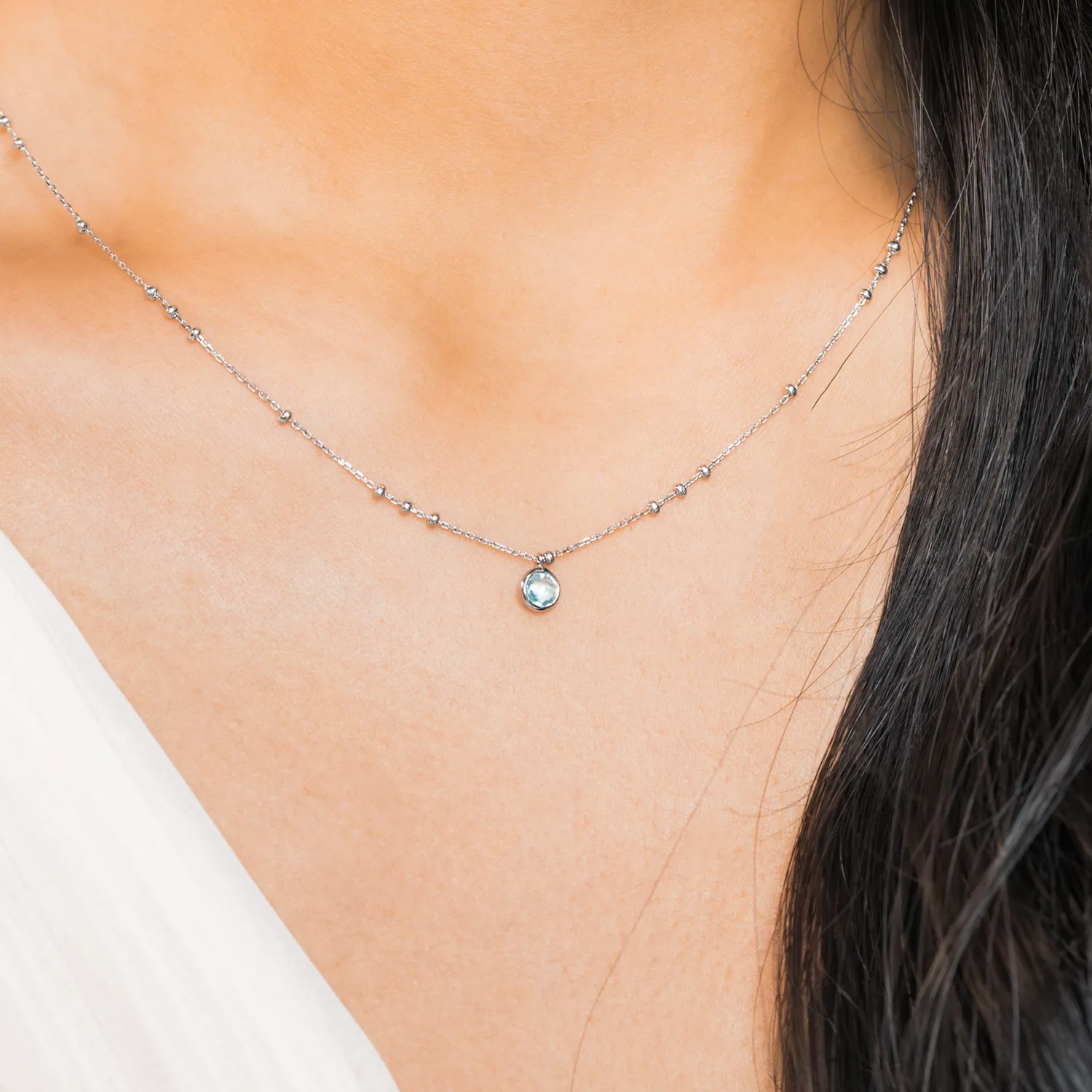 Silver Birthstone Necklace