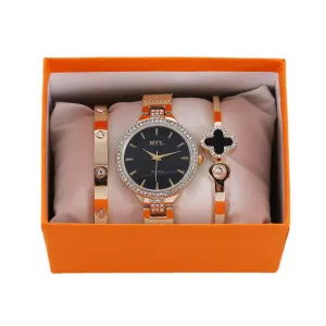 Simple Temperament Leisure Fine Belt Mesh Belt Quartz Watch Bracelet Set (3pcs/Set)