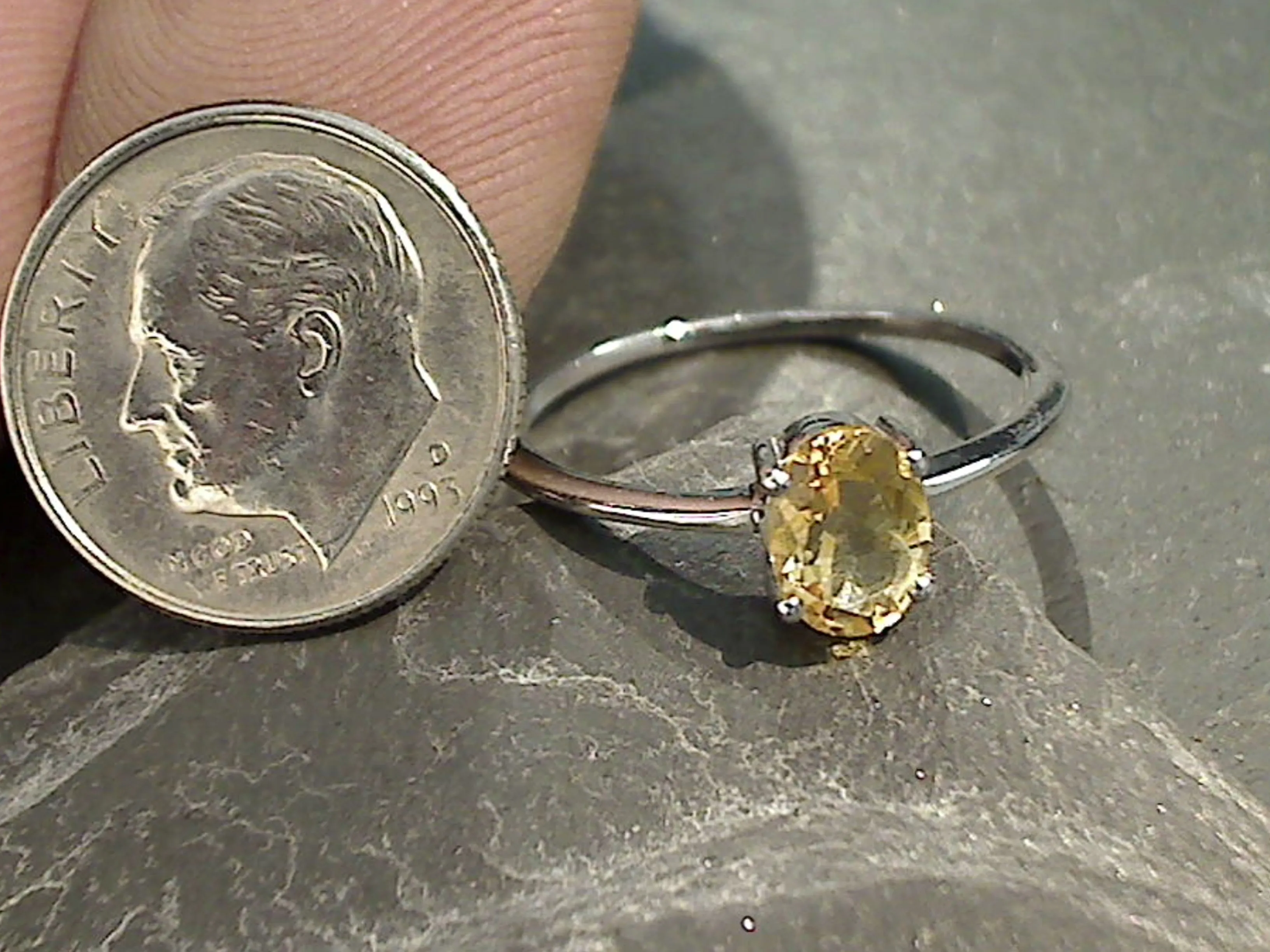 Size 9 Citrine, Sterling Silver Ring