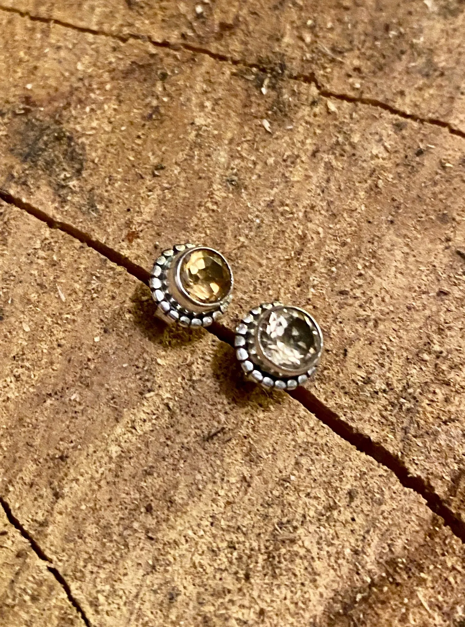 Solid Silver Citrine Rope Effect Stud Earrings