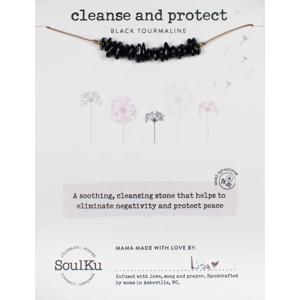 SoulKu - Black Tourmaline Seed Necklace to Cleanse & Protect - SEED10