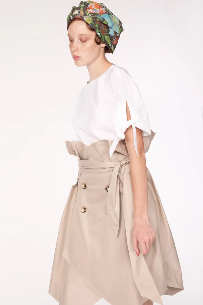 Squarish Sleeves Cotton Top / White