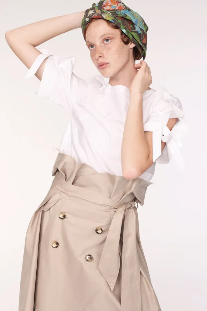 Squarish Sleeves Cotton Top / White