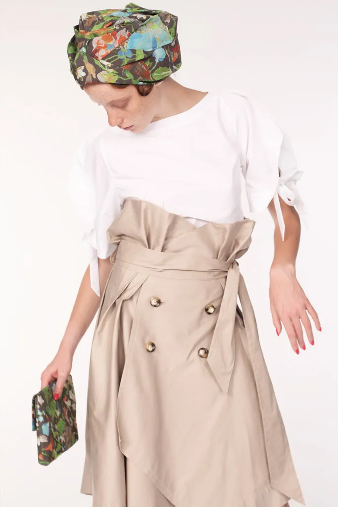 Squarish Sleeves Cotton Top / White
