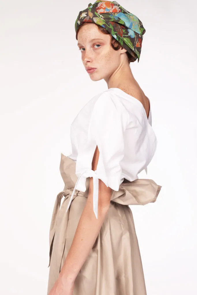 Squarish Sleeves Cotton Top / White