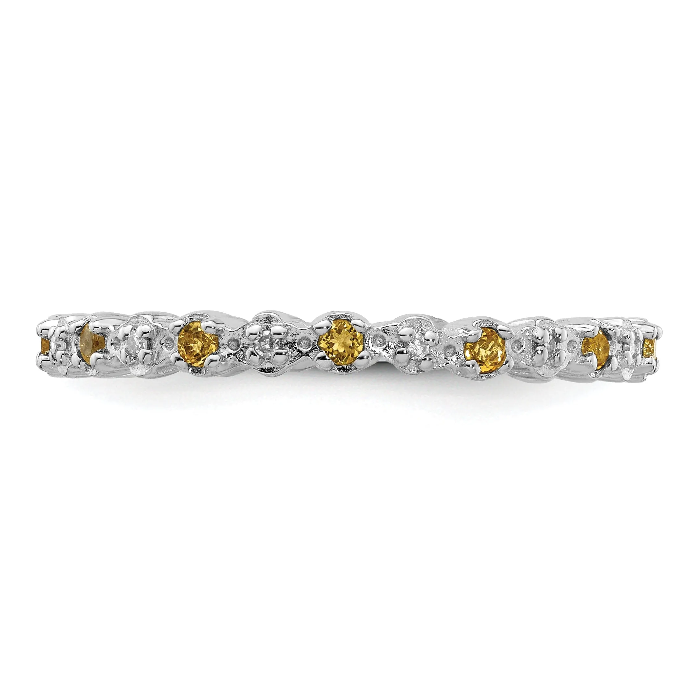 Sterling Silver Citrine Diamond Ring