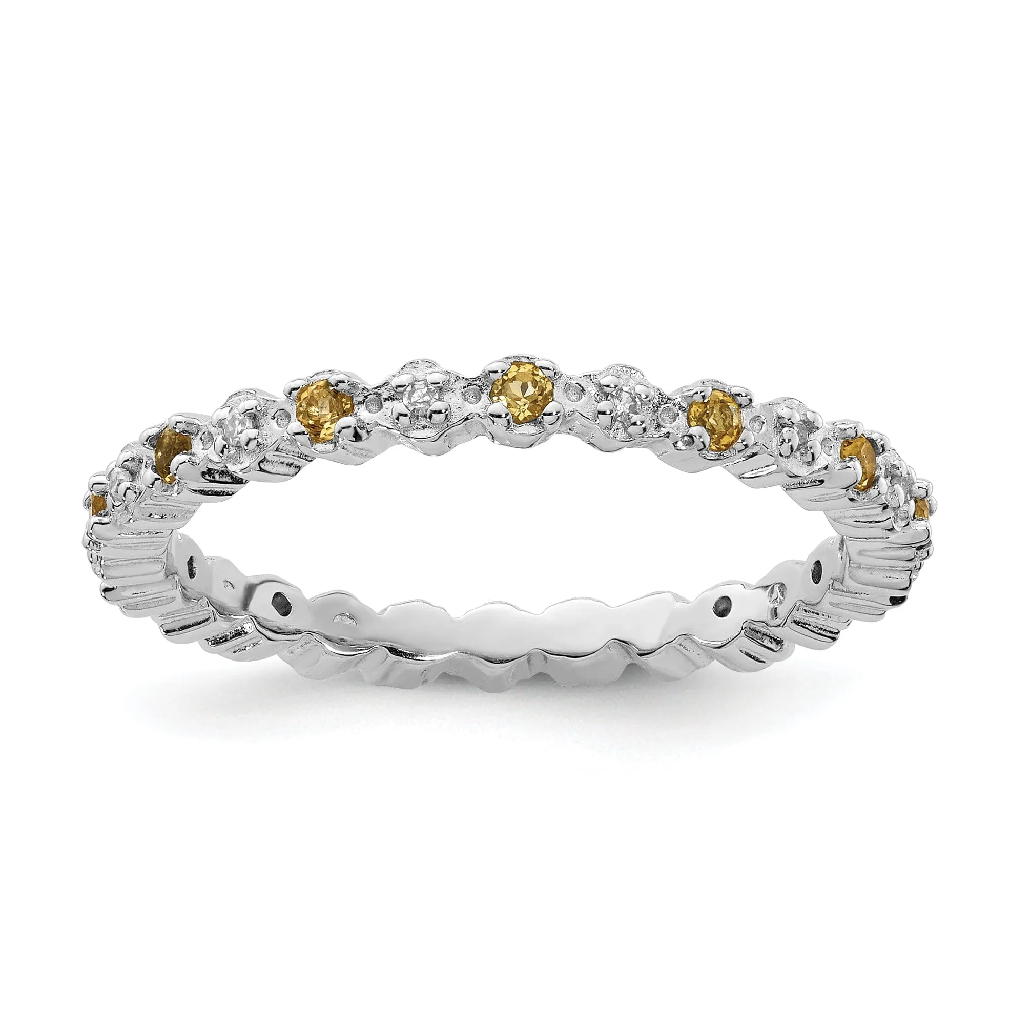 Sterling Silver Citrine Diamond Ring