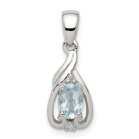 Sterling Silver Diamond & Gemstone Oval Pendants