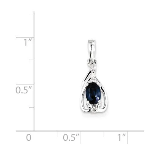 Sterling Silver Diamond & Gemstone Oval Pendants