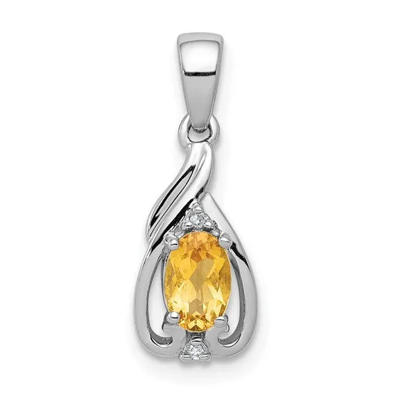 Sterling Silver Diamond & Gemstone Oval Pendants