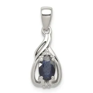 Sterling Silver Diamond & Gemstone Oval Pendants
