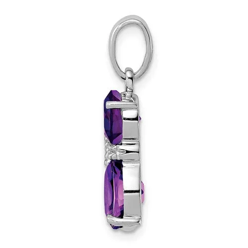 Sterling Silver Gemstone And Diamond Cat Pendants