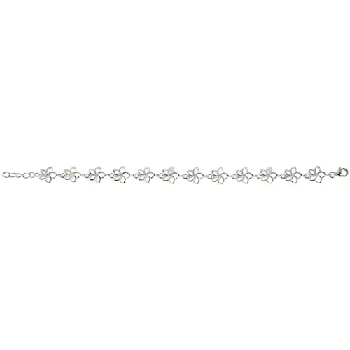 Sterling Silver Hawaiian Floating Plumeria with Clear CZ Bracelet