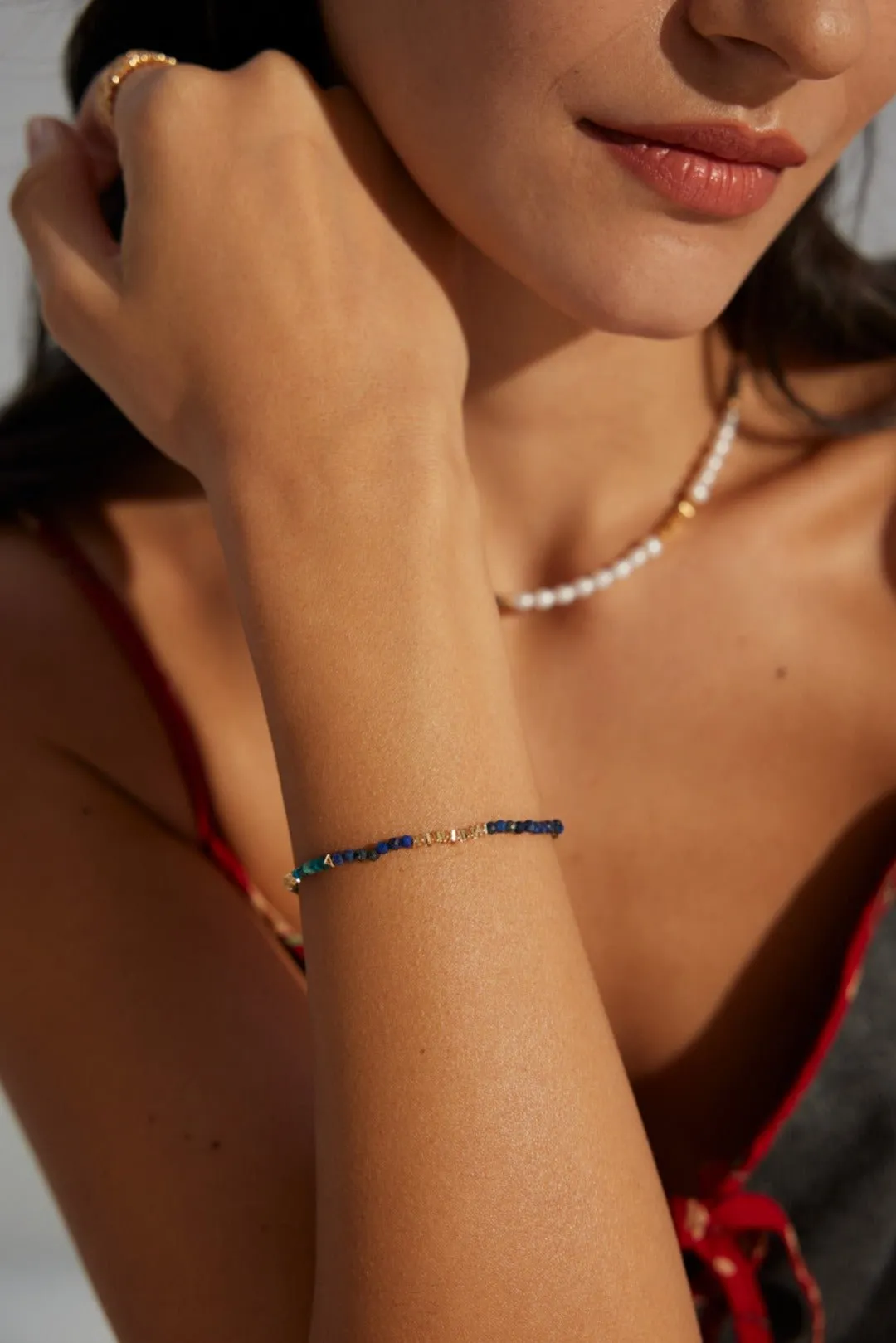 Sterling Silver Lapis Lazuli Bead Bracelet