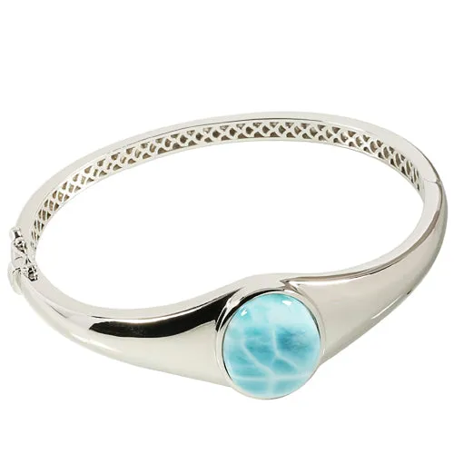 Sterling Silver Stand-Oval Larimar Bangle Bracelet