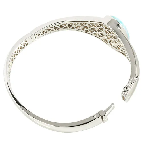 Sterling Silver Stand-Oval Larimar Bangle Bracelet
