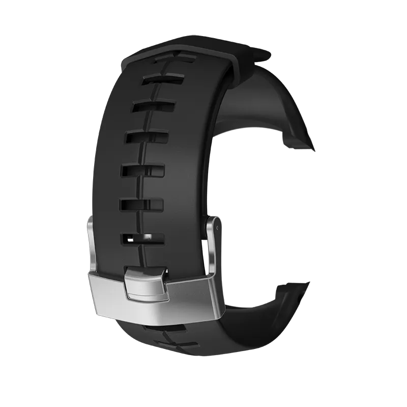 Suunto DX black silicone with silver buckle strap kit