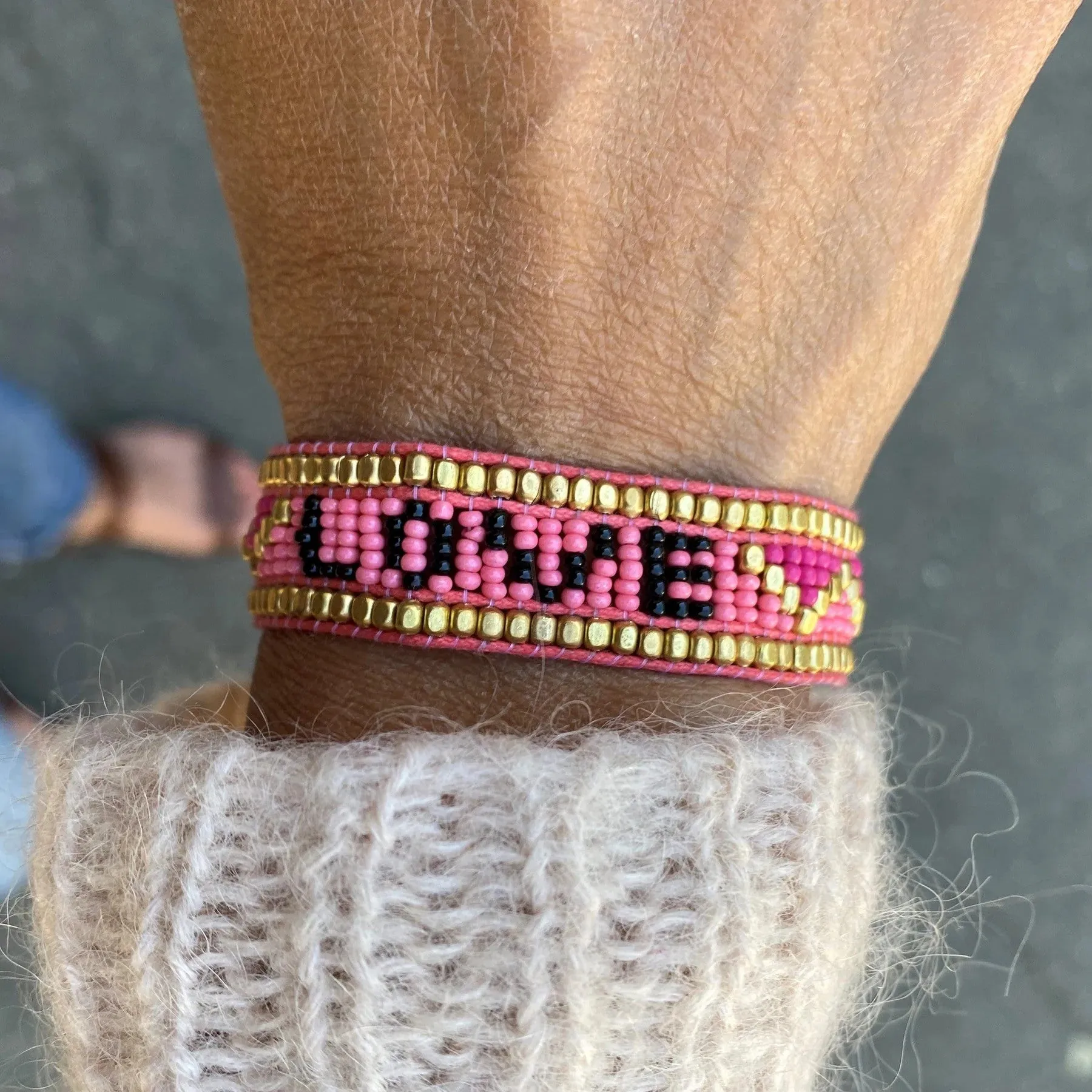 Taj LOVE Bracelet in Pink & Black