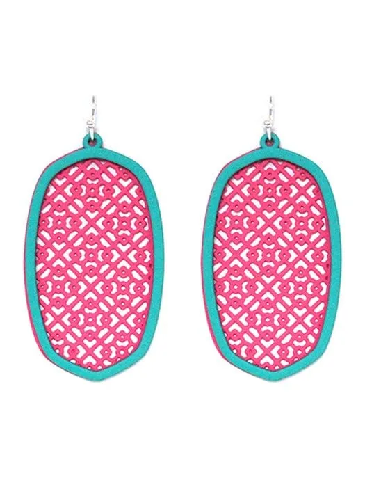 TE9574 Pattern Cut Out Dangle Earrings