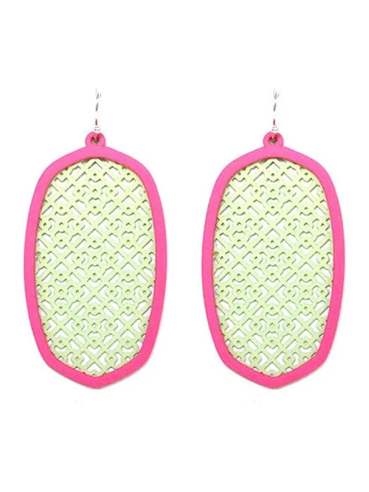 TE9574 Pattern Cut Out Dangle Earrings