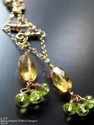 The Gold, Citrine & Peridot "Floating Kites" Dangle Earrings