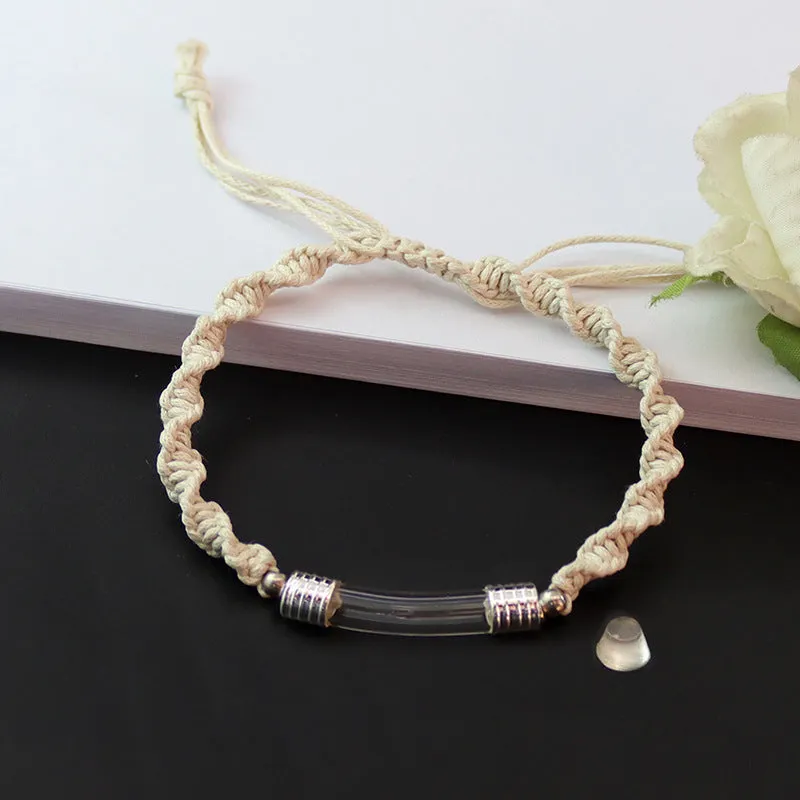 Threaded Cap Glass Elbow Braided Rope Bracelet