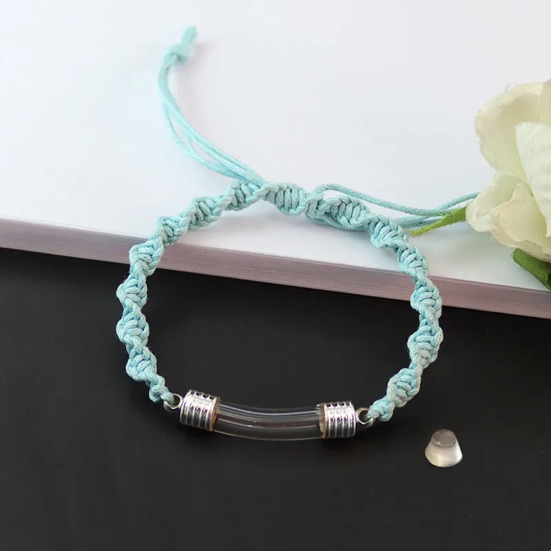 Threaded Cap Glass Elbow Braided Rope Bracelet