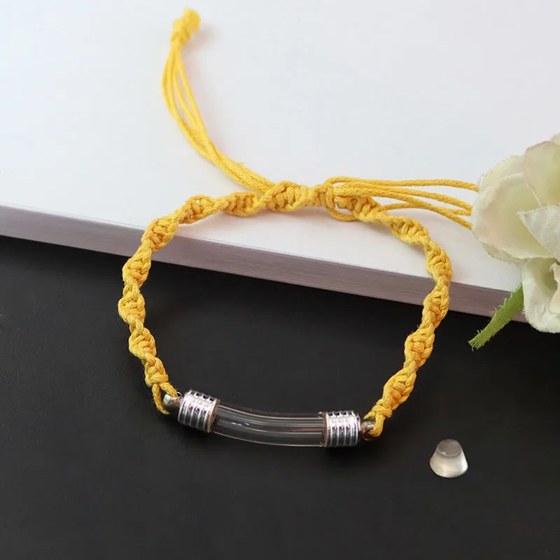 Threaded Cap Glass Elbow Braided Rope Bracelet