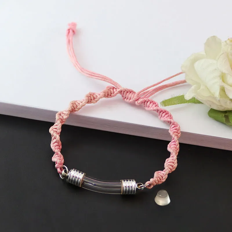 Threaded Cap Glass Elbow Braided Rope Bracelet