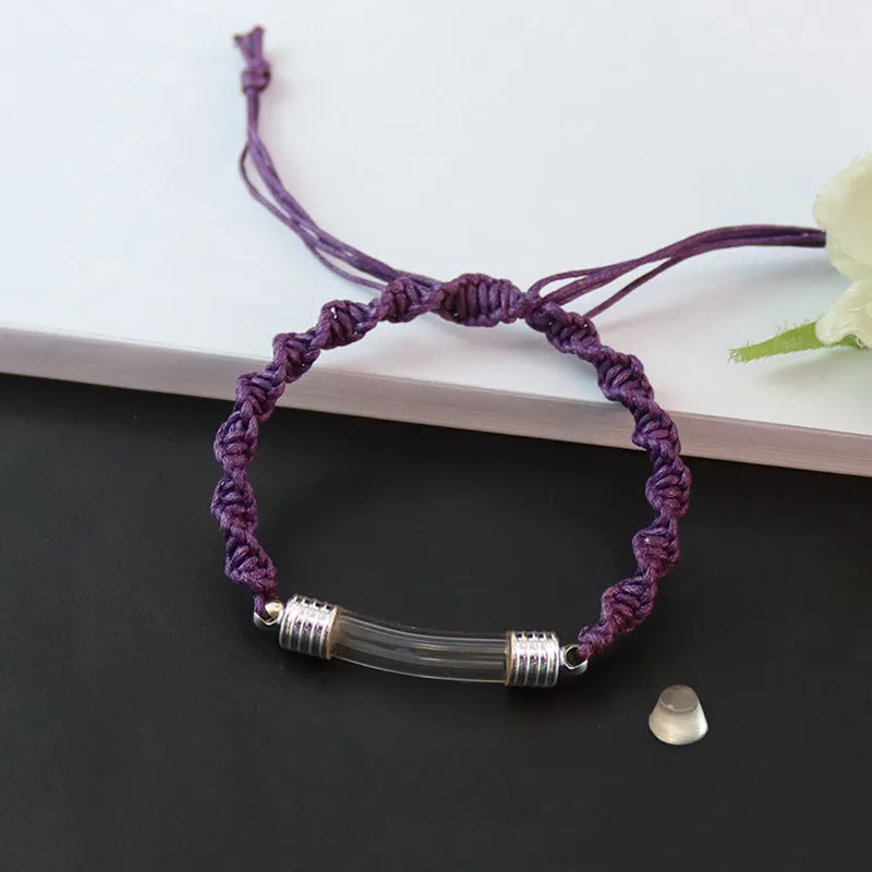 Threaded Cap Glass Elbow Braided Rope Bracelet