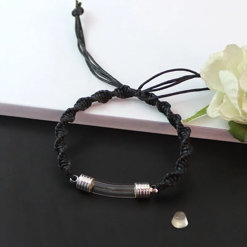 Threaded Cap Glass Elbow Braided Rope Bracelet