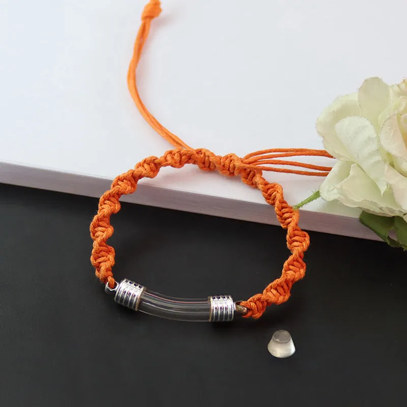 Threaded Cap Glass Elbow Braided Rope Bracelet