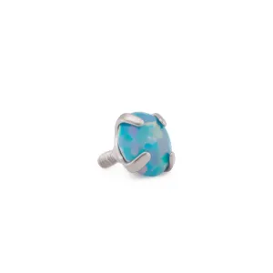 Tilum 18g-16g Internally Threaded Square Prong-Set 3.5mm Round Opal Top - Price Per 1