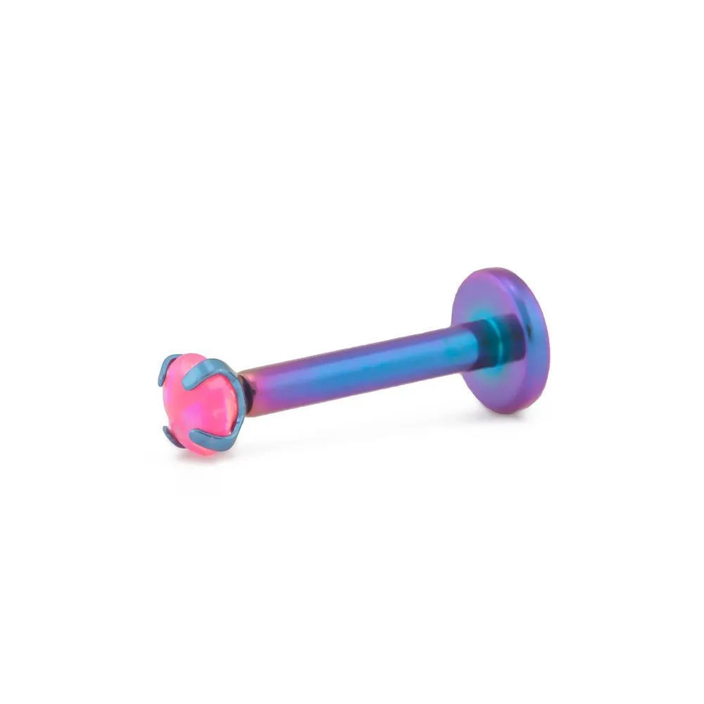 Tilum 18g-16g Internally Threaded Square Prong-Set 3.5mm Round Opal Top - Price Per 1