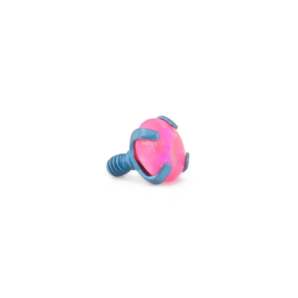 Tilum 18g-16g Internally Threaded Square Prong-Set 3.5mm Round Opal Top - Price Per 1