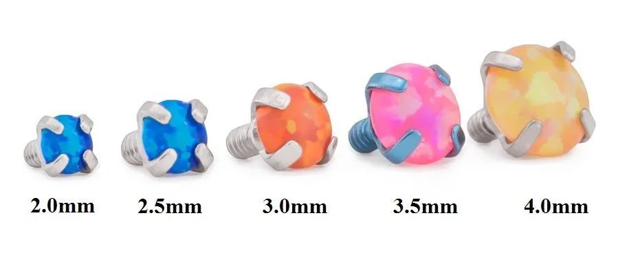 Tilum 18g-16g Internally Threaded Square Prong-Set 3.5mm Round Opal Top - Price Per 1