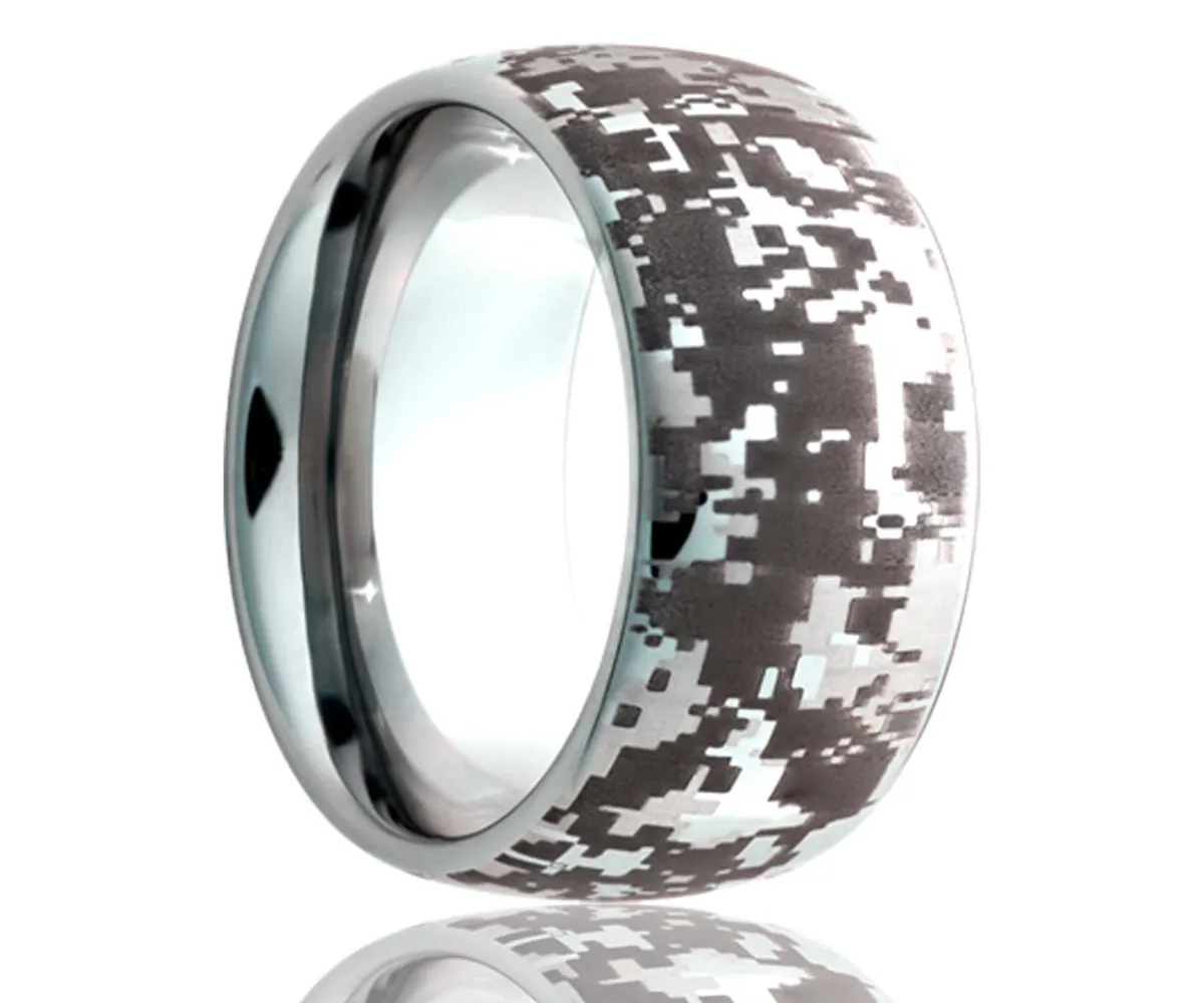 Titanium Dome Laser Engraved Pixel Ring