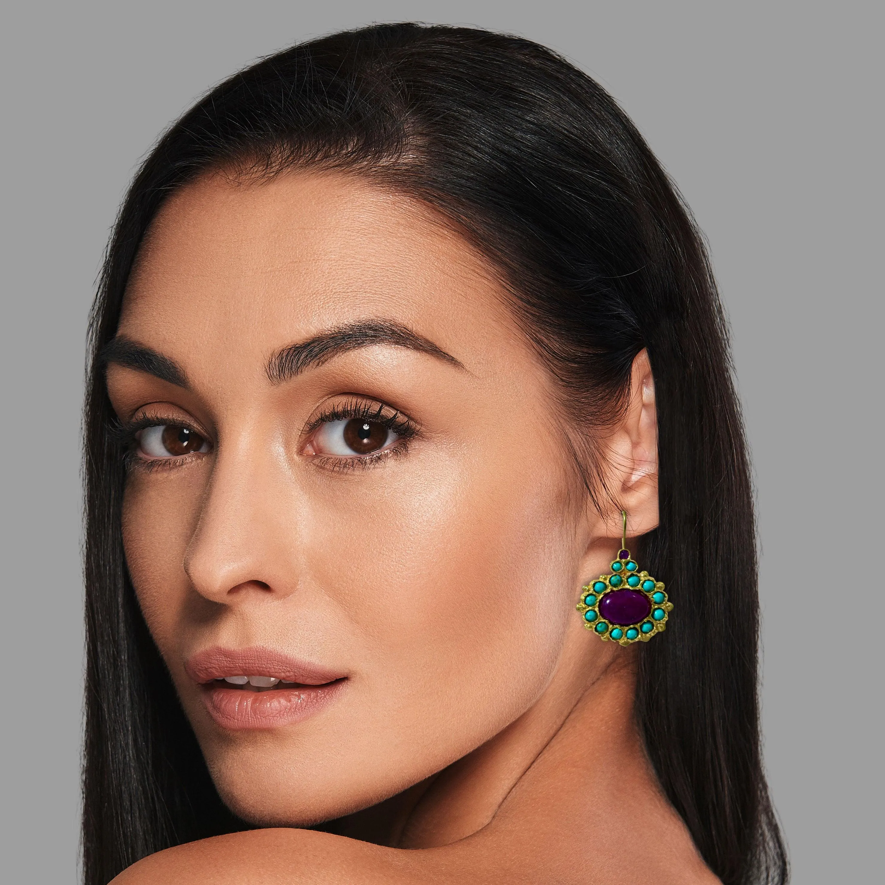 Turquoise Amethyst Earrings