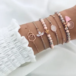 Turtle Water Drop Gemstone Bracelet Set