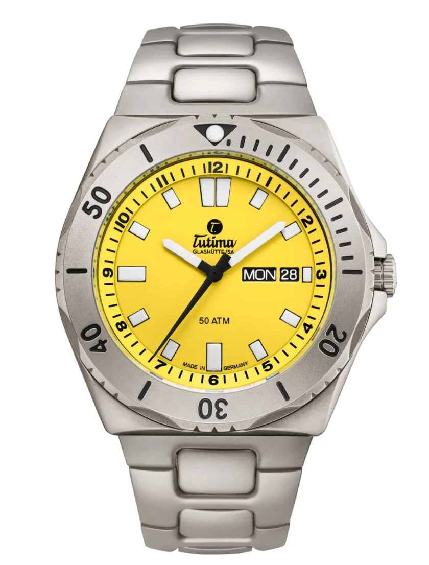 Tutima M2 Seven Seas Titanium Yellow Dial 6151-10