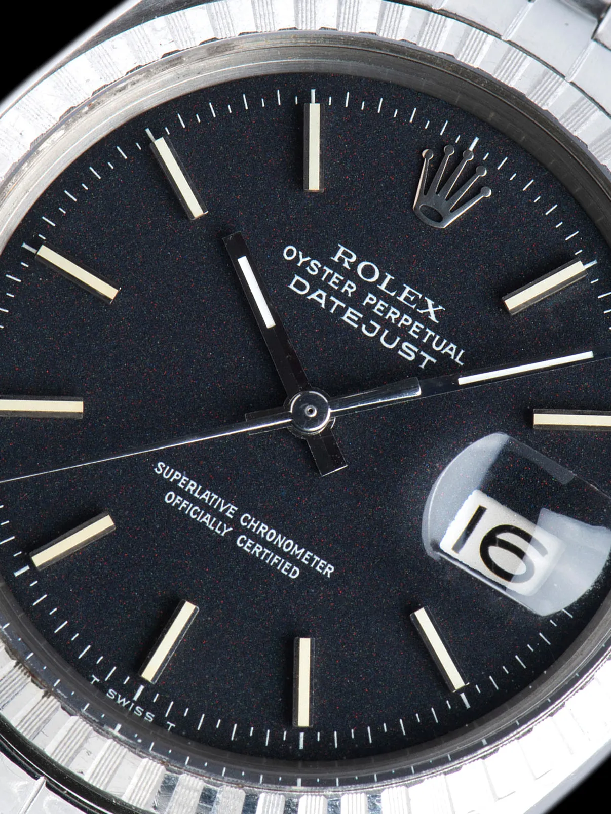 *Unpolished* 1968 Rolex Datejust (Ref. 1603) Black "Confetti" Dial W/ Double Punched Papers