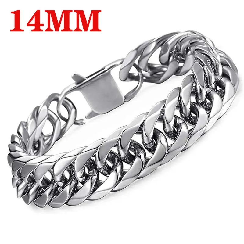 Versatile Titanium Steel Men's Bracelet Square Buckle Cuban Chain