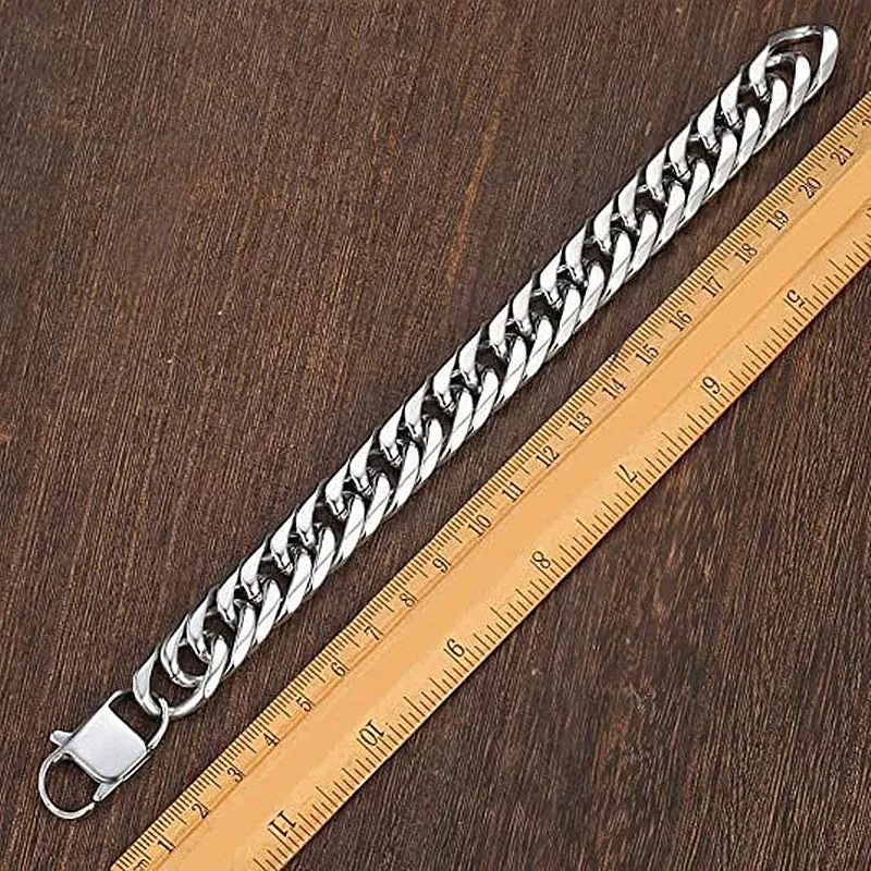 Versatile Titanium Steel Men's Bracelet Square Buckle Cuban Chain