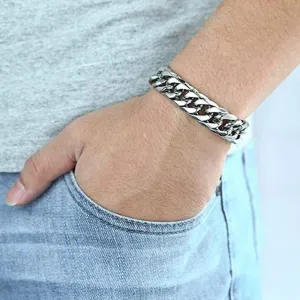 Versatile Titanium Steel Men's Bracelet Square Buckle Cuban Chain