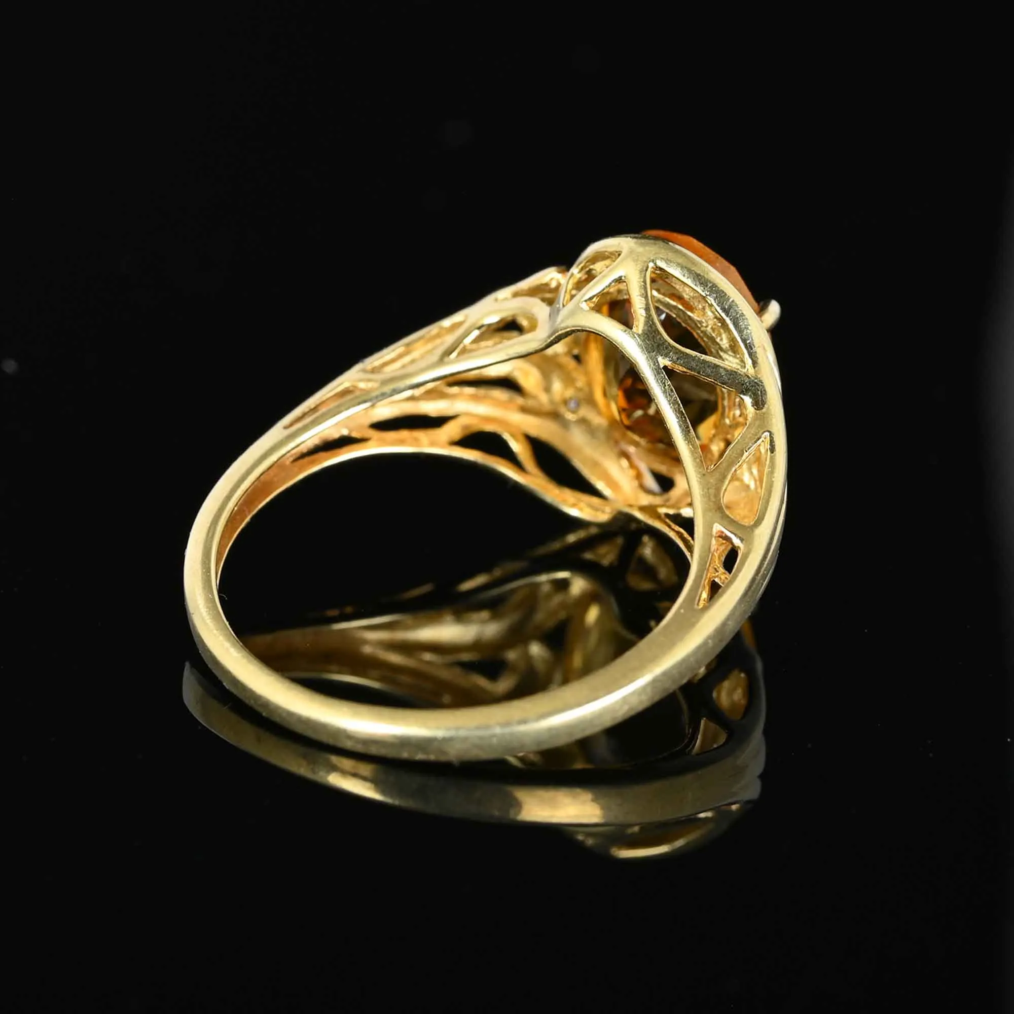 Vintage Checkerboard Cut Diamond Citrine Ring