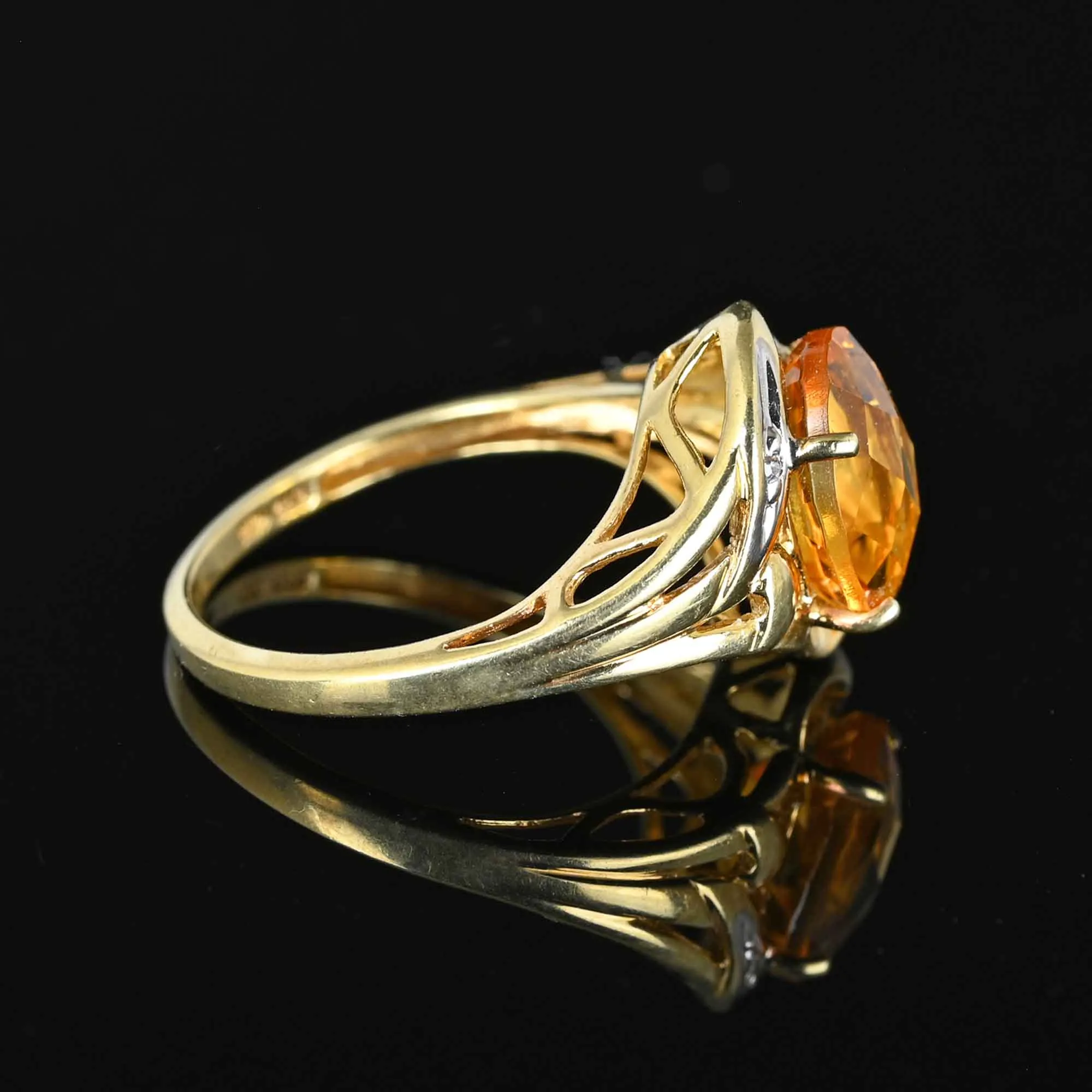 Vintage Checkerboard Cut Diamond Citrine Ring