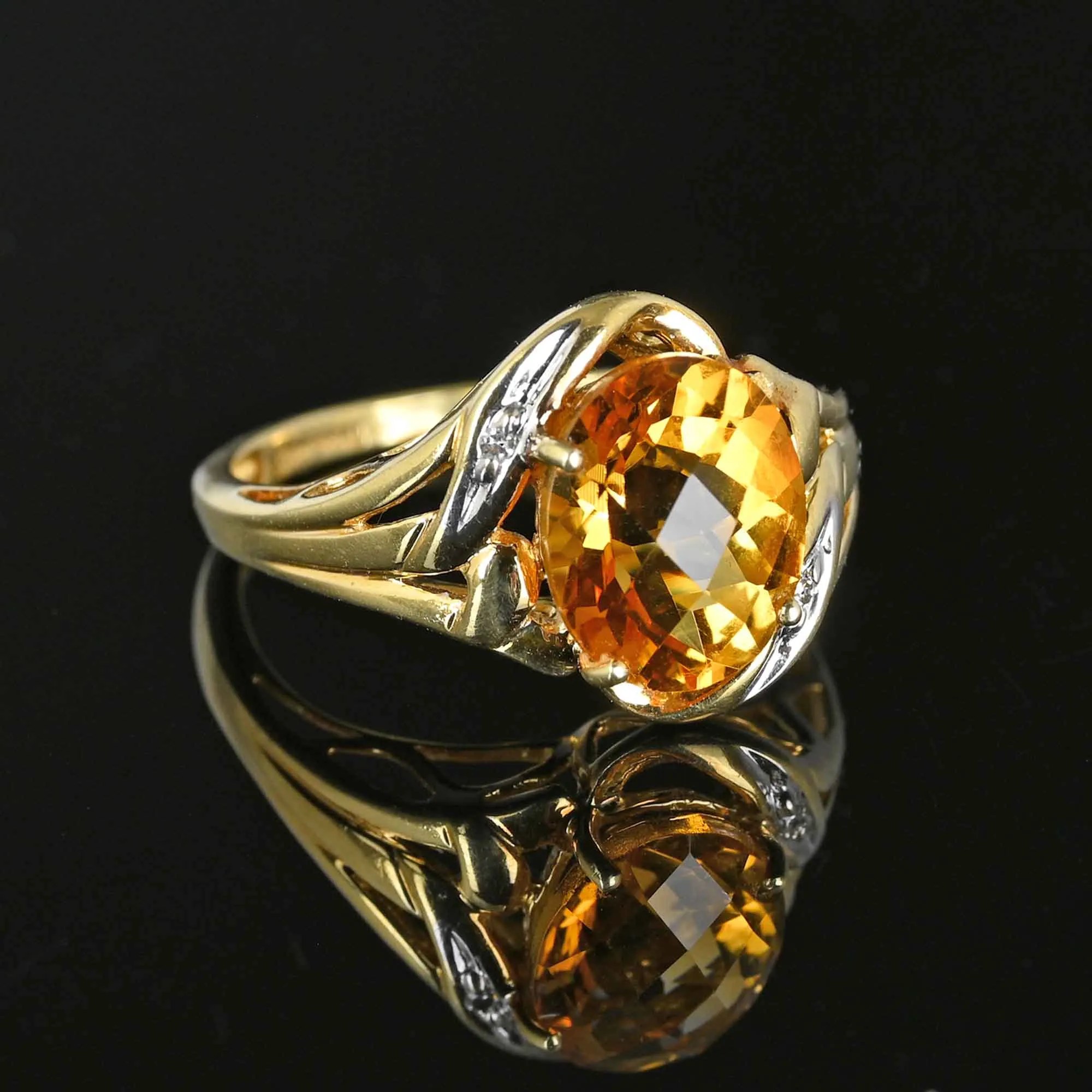 Vintage Checkerboard Cut Diamond Citrine Ring