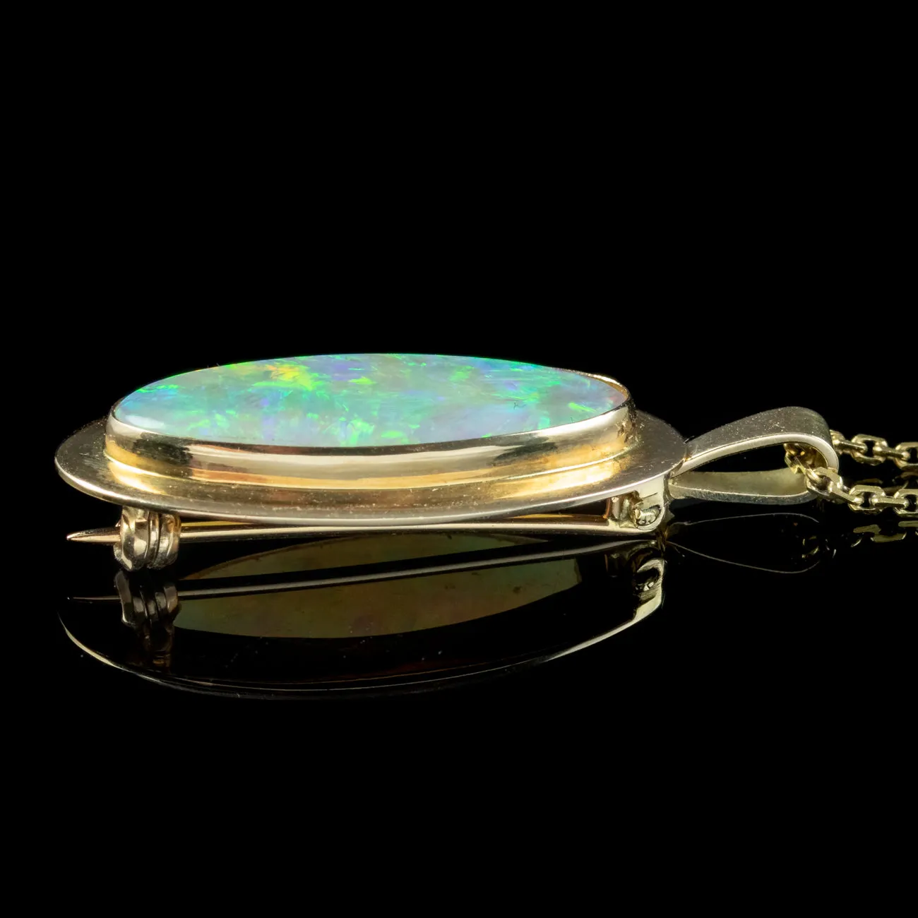 Vintage Opal Pendant Necklace 18ct Gold