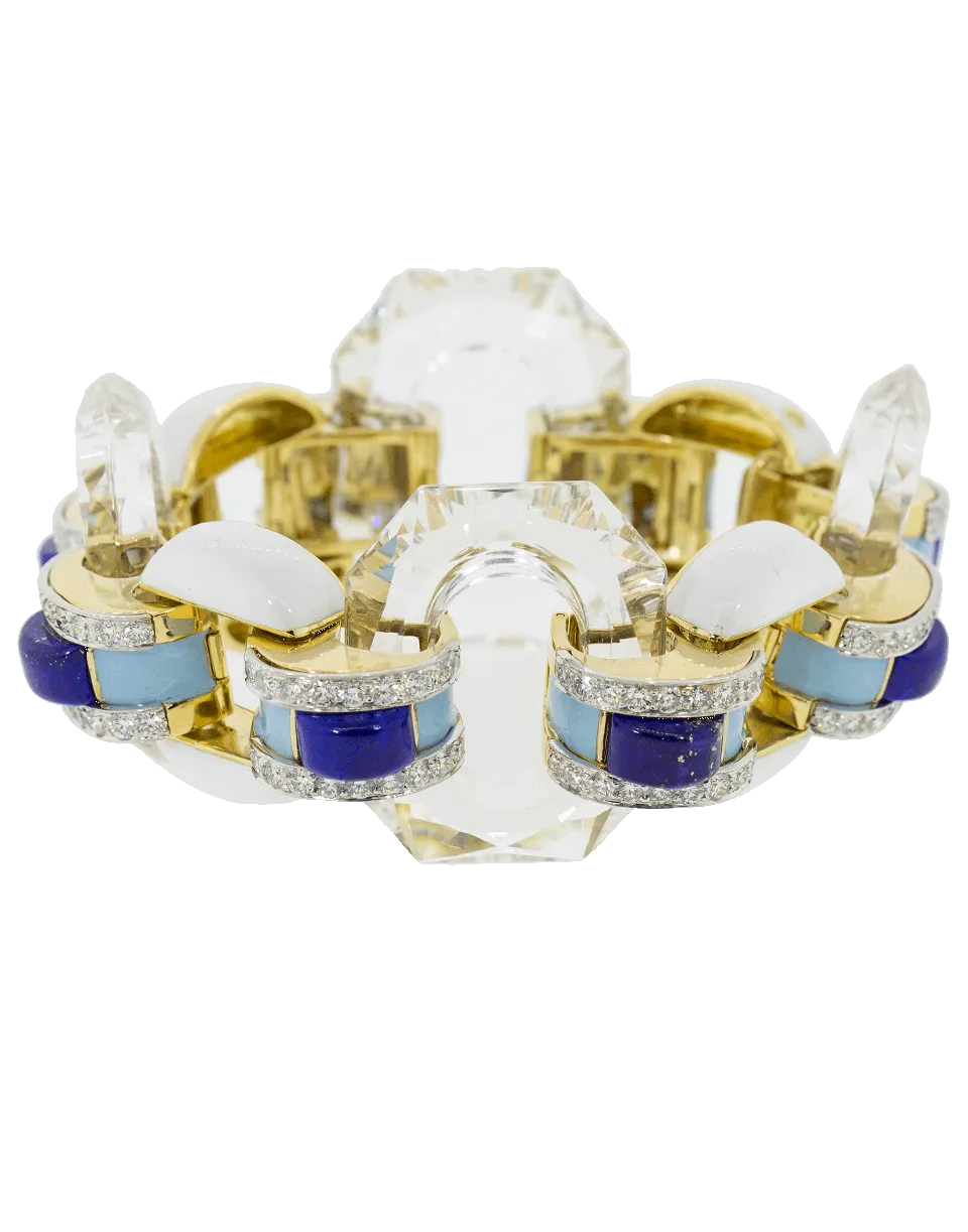 White Enamel Lapis Diamond Bracelet